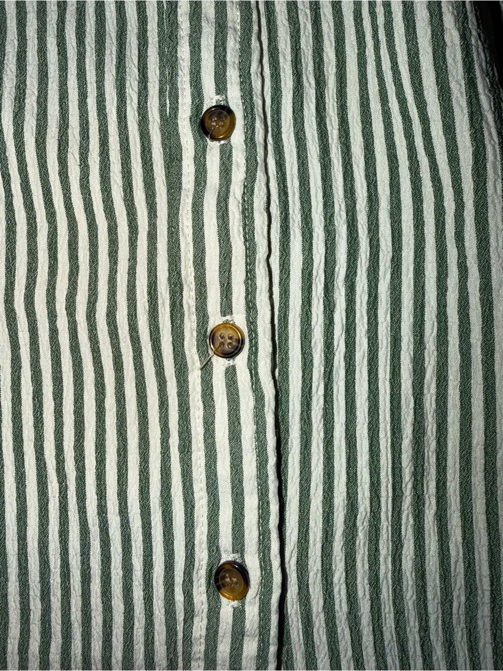 Velvet Heart Green Stripe Seersucker Cotton Blouse L Button Front Top - Picture 5 of 14
